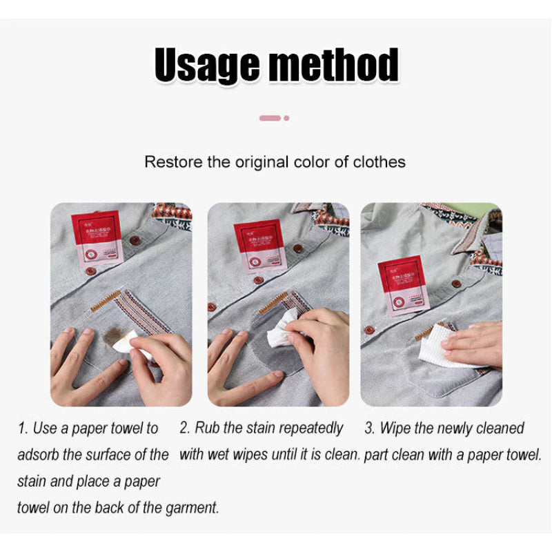 Pack of 30 Clothing Stain Remover Wipes